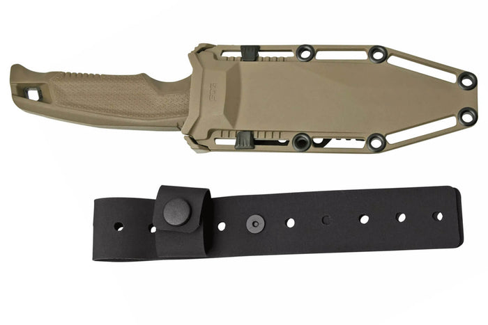 Couteau SOG Recondo FX SGRECONDOFXSFDE lame semi-dentée 11,7cm manche en caoutchouc désert + étui