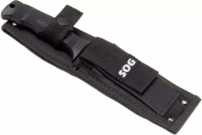 Couteau SOG Seal Pup SGM37N lame semi-dentée 12cm manche en nylon/fibres de verre noir + étui