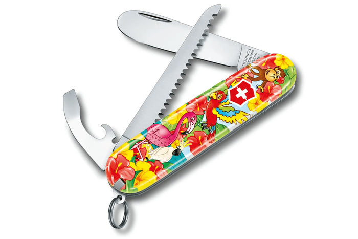 Couteau suisse pour enfant My First Victorinox édition animaux motif perroquet 84mm 9 fonctions