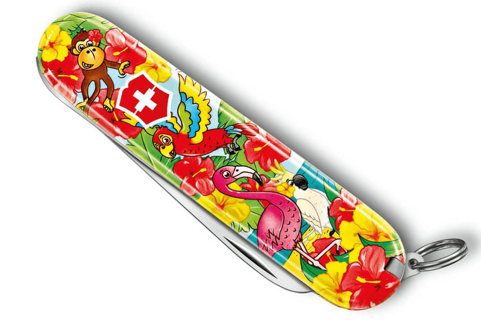 Couteau suisse pour enfant My First Victorinox édition animaux motif perroquet 84mm 9 fonctions