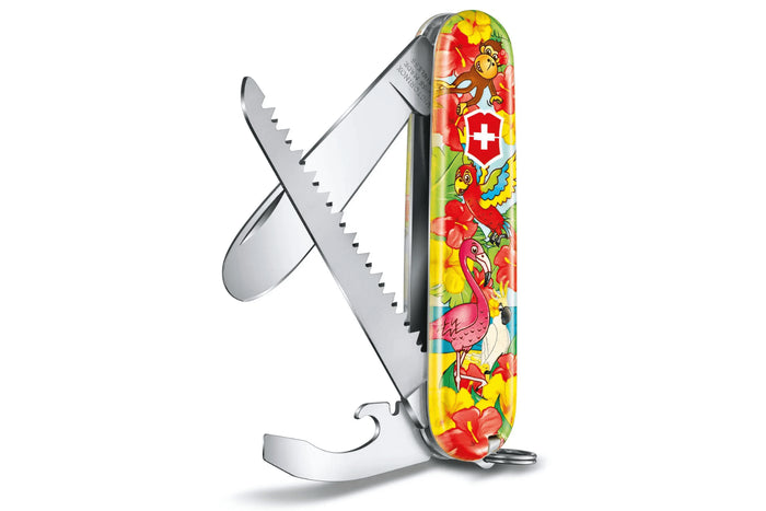 Couteau suisse pour enfant My First Victorinox édition animaux motif perroquet 84mm 9 fonctions