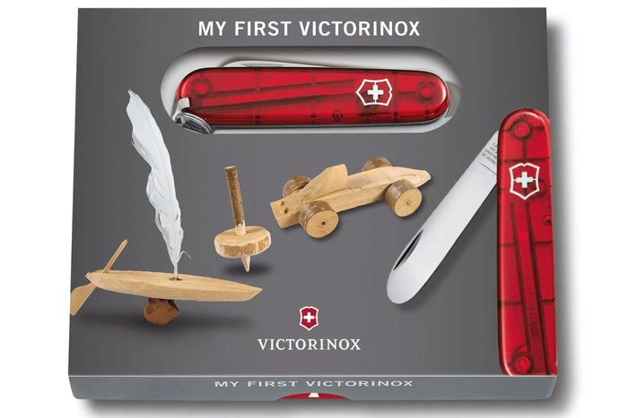 Couteau suisse pour enfant My First Victorinox rose translucide 84mm 9 fonctions