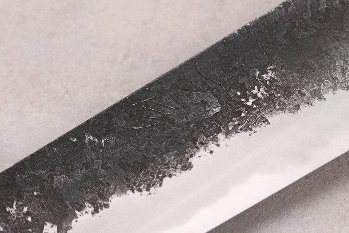 Couteau sujihiki 24cm japonais artisanal Naoki Mazaki WS2 Black Nashiji