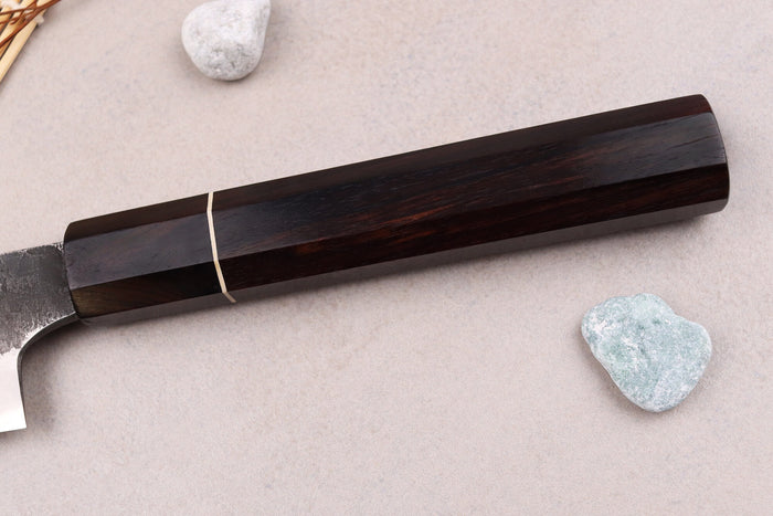 Couteau sujihiki 24cm japonais artisanal Naoki Mazaki WS2 Black Nashiji