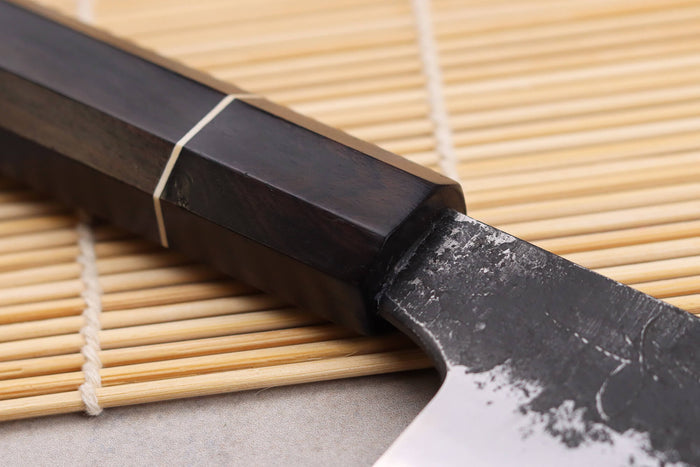 Couteau sujihiki 24cm japonais artisanal Naoki Mazaki WS2 Black Nashiji