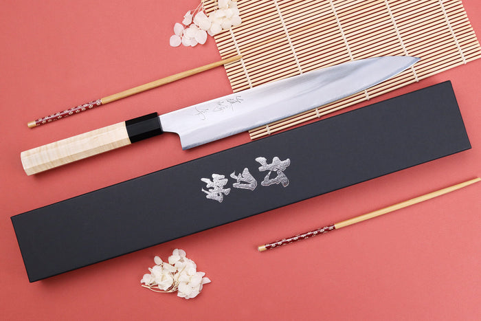 Couteau sujihiki 24cm japonais artisanal Naoki Mazaki WS2 poli