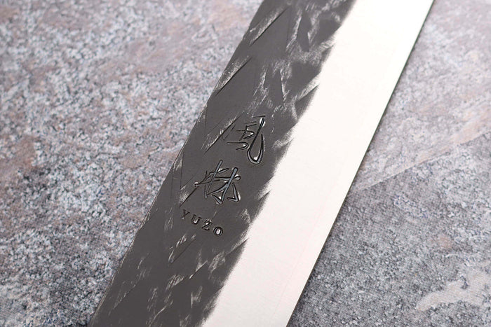 Couteau sujihiki 24cm japonais artisanal Yuzo Black SLD ébène et cognassier