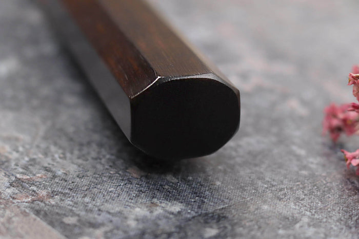 Couteau sujihiki 24cm japonais artisanal Yuzo Black SLD ébène et cognassier