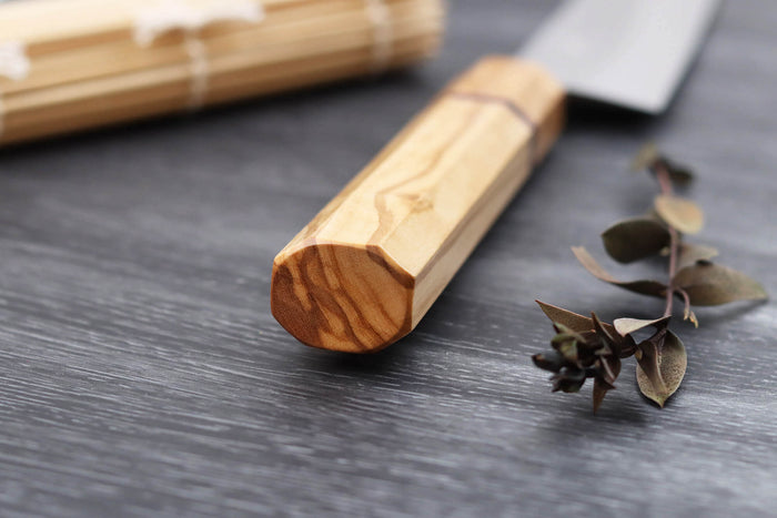 Couteau sujihiki 27cm japonais artisanal Yuzo SLD olivier et sequoia