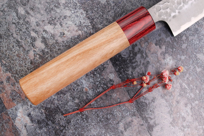 Couteau sujihiki japonais artisanal Tsunehisa Aogami Super martelé 24cm