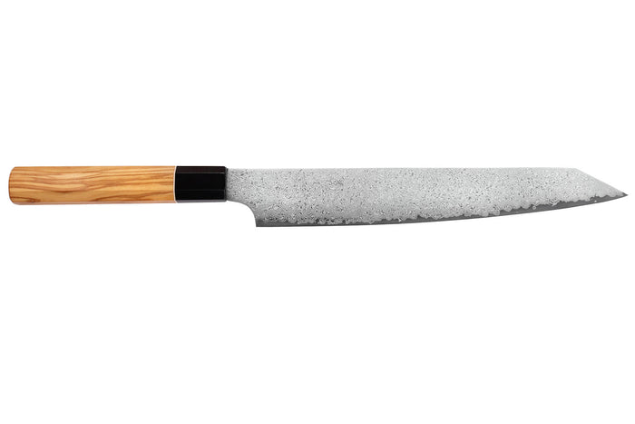 Couteau sujihiki kiritsuke 24cm japonais artisanal Yuzo Damas VG10