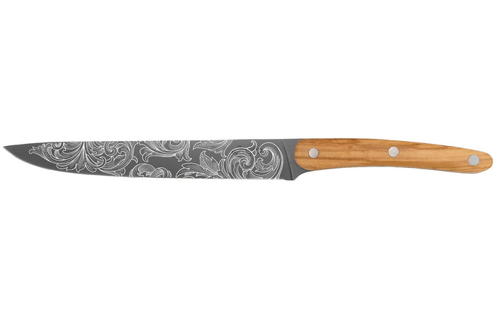 Couteau tranchelard Deejo Floréal 20cm manche en bois d'olivier