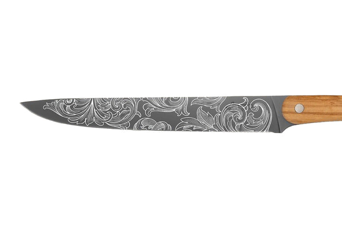 Couteau tranchelard Deejo Floréal 20cm manche en bois d'olivier