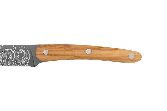 Couteau tranchelard Deejo Floréal 20cm manche en bois d'olivier