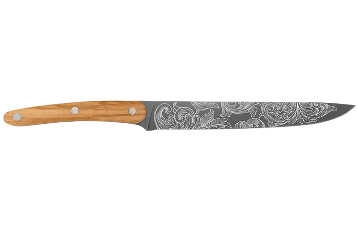Couteau tranchelard Deejo Floréal 20cm manche en bois d'olivier