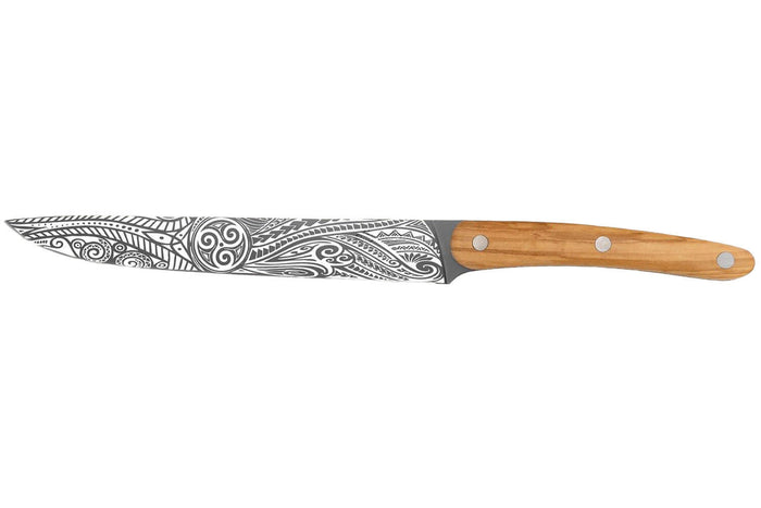 Couteau tranchelard Deejo Triskell 20cm manche en bois d'olivier