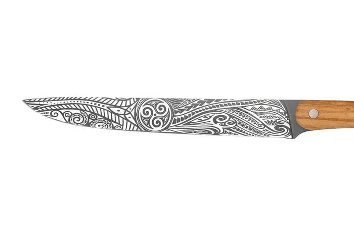 Couteau tranchelard Deejo Triskell 20cm manche en bois d'olivier