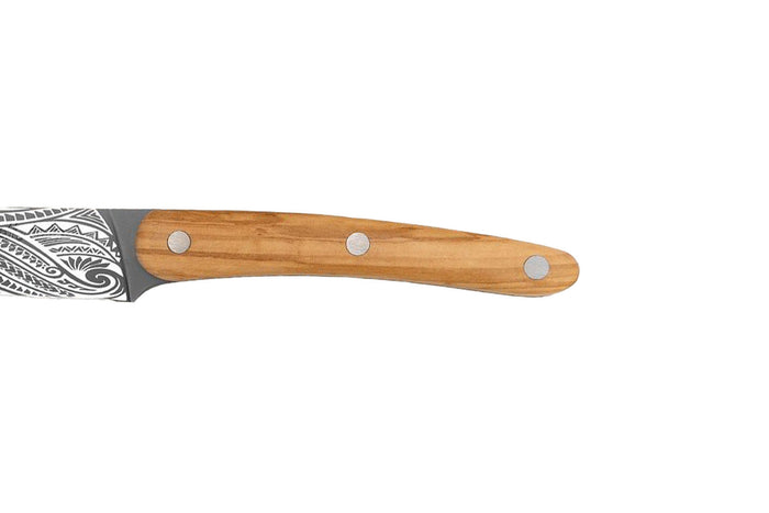 Couteau tranchelard Deejo Triskell 20cm manche en bois d'olivier