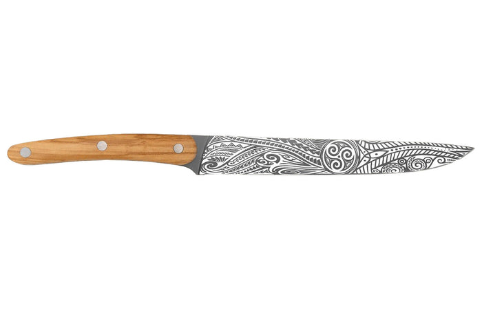 Couteau tranchelard Deejo Triskell 20cm manche en bois d'olivier