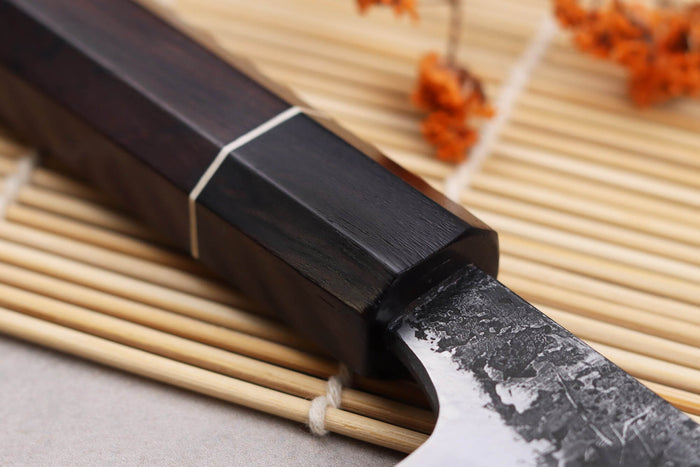 Couteau universel 12cm japonais artisanal Naoki Mazaki WS2 Black Nashiji