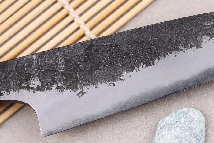 Couteau universel 12cm japonais artisanal Naoki Mazaki WS2 Black Nashiji