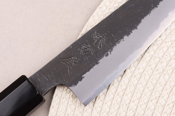 Couteau universel 13,5cm japonais artisanal Hinoura Mutsumi Ajikataya Black Nashiji