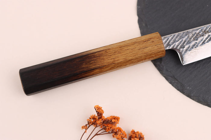 Couteau universel 13,5cm japonais artisanal Wusaki Nawame AUS10 damas