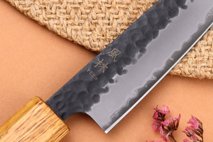 Couteau universel 13,5cm japonais artisanal Yuzo Black AS chêne brûlé