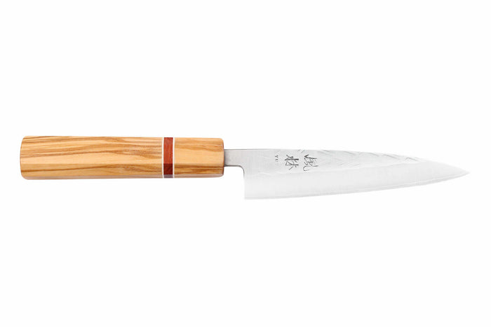 Couteau universel 13,5cm japonais artisanal Yuzo SLD olivier et sequoia