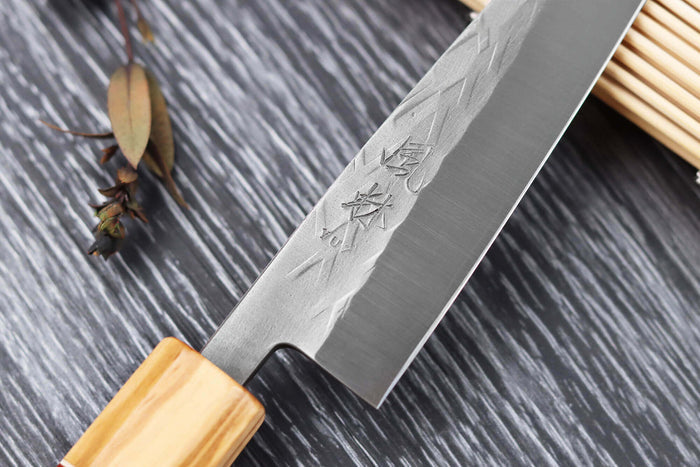 Couteau universel 13,5cm japonais artisanal Yuzo SLD olivier et sequoia