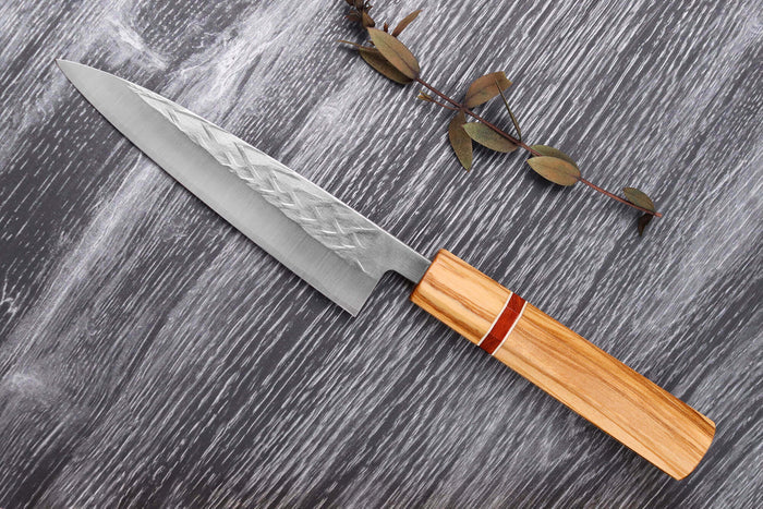 Couteau universel 13,5cm japonais artisanal Yuzo SLD olivier et sequoia