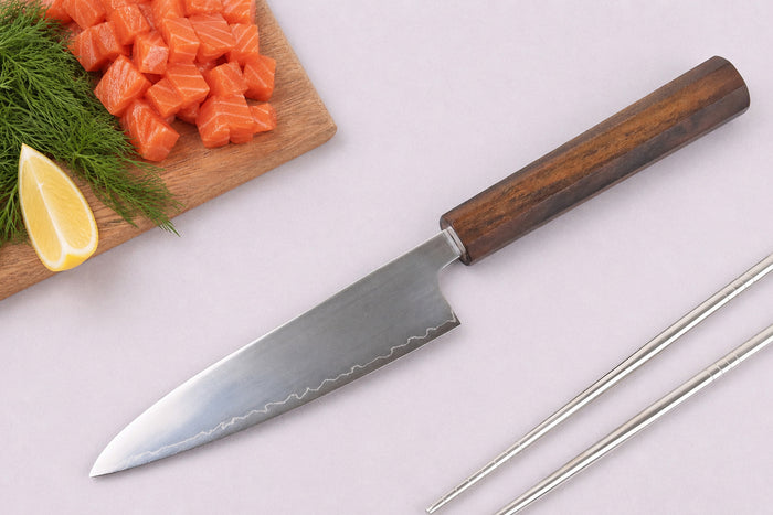 Couteau universel 13cm japonais artisanal Wusaki Hikari SLD manche bubinga