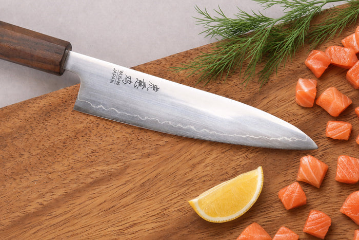 Couteau universel 13cm japonais artisanal Wusaki Hikari SLD manche bubinga
