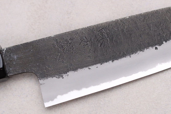 Couteau universel 15cm japonais artisanal Hinoura Mutsumi Ajikataya Black Nashiji