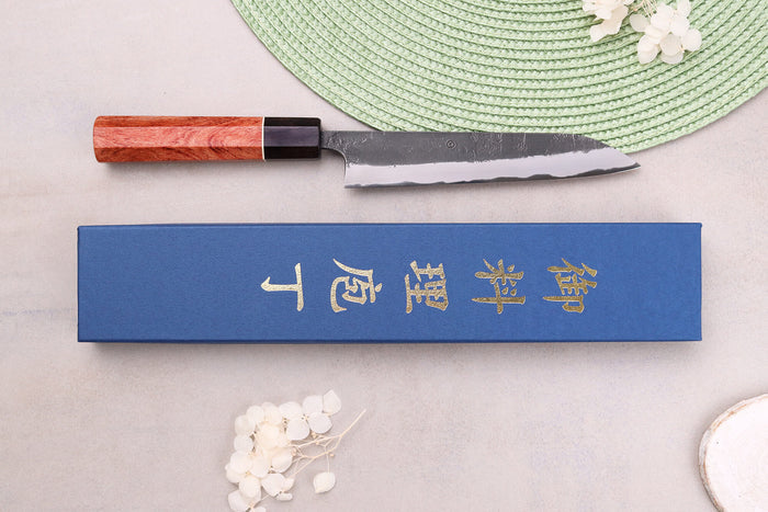 Couteau universel 15cm japonais artisanal Masashi Yamamoto BS1 Black Nashiji