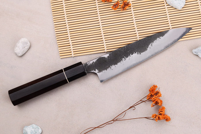 Couteau universel 15cm japonais artisanal Naoki Mazaki WS2 Black Nashiji