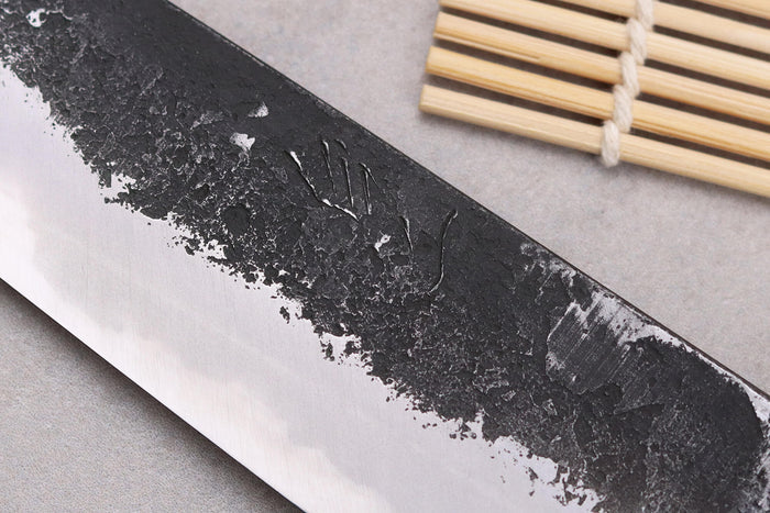 Couteau universel 15cm japonais artisanal Naoki Mazaki WS2 Black Nashiji