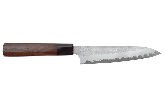 Couteau universel 15cm japonais artisanal Nigara Hamono Tsuchime AS manche en noyer