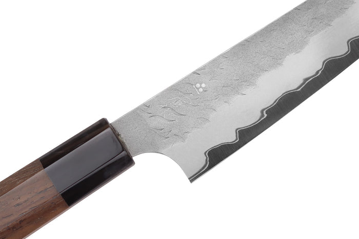 Couteau universel 15cm japonais artisanal Nigara Hamono Tsuchime AS manche en noyer