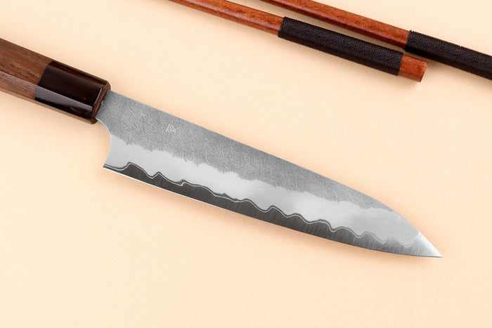 Couteau universel 15cm japonais artisanal Nigara Hamono Tsuchime AS manche en noyer