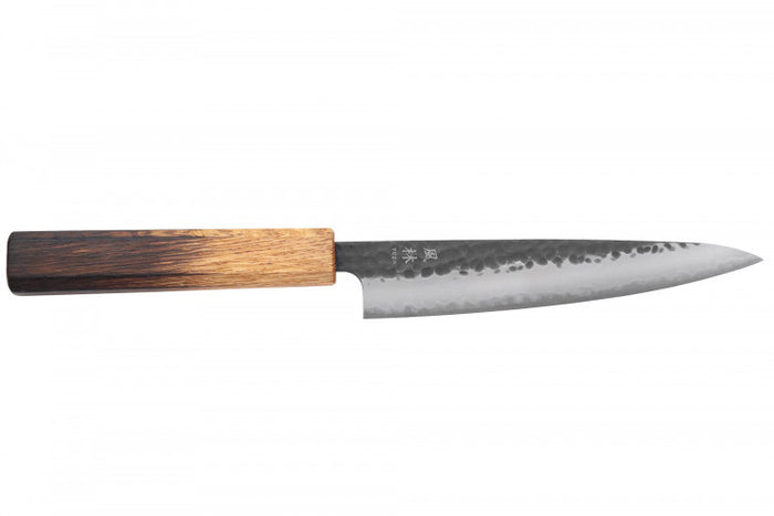 Couteau universel 15cm japonais artisanal Yuzo Black AS chêne brûlé