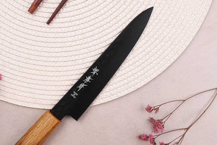 Couteau universel 15cm japonais Sakai Takayuki Kurokage VG10 manche en chêne brûlé