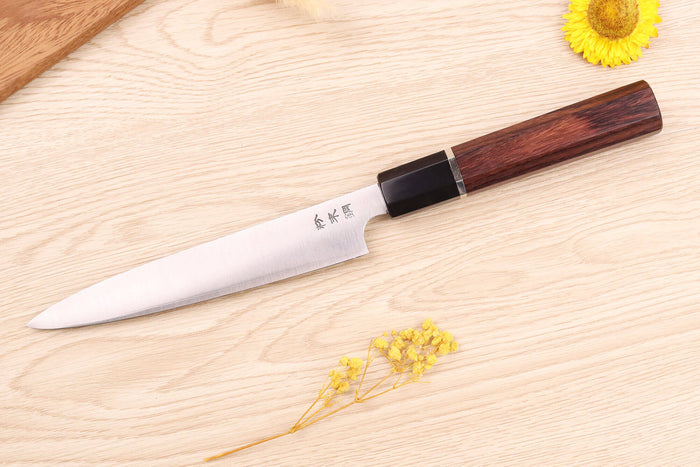 Couteau universel 16,5cm japonais artisanal Sukenari SG2 San Maï manche en bois de rose