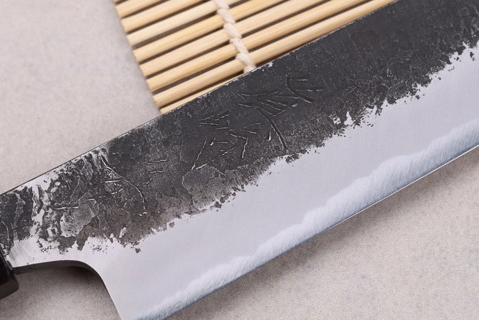 Couteau universel 18cm japonais artisanal Naoki Mazaki WS2 Black Nashiji