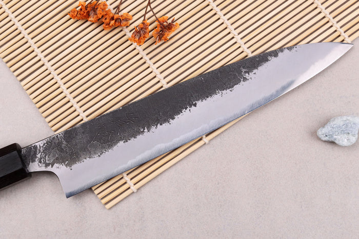 Couteau universel 18cm japonais artisanal Naoki Mazaki WS2 Black Nashiji