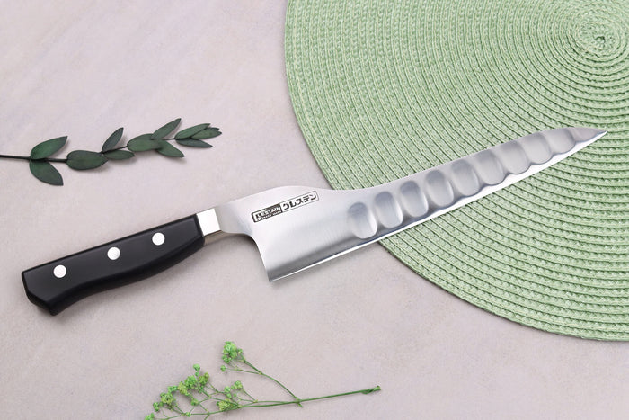 Couteau universel alvéolé dos courbé japonais Glestain K Series 21cm