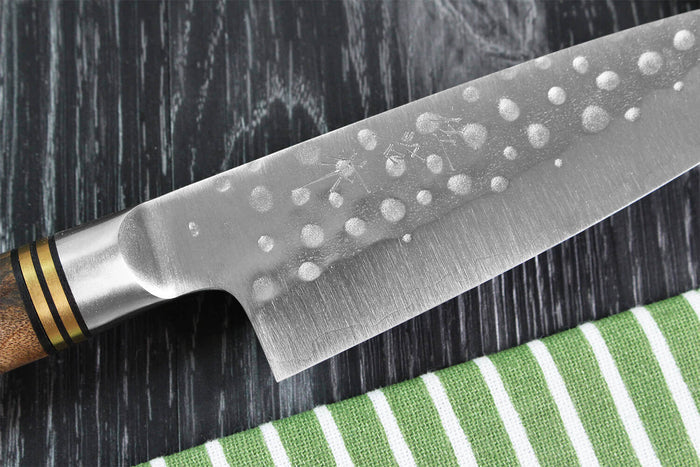 Couteau universel japonais artisanal forgé Takeshi Saji R2 Tsuchime 13cm