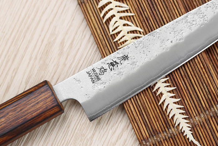 Couteau universel japonais artisanal Wusaki Yoshi G3 chêne 14cm