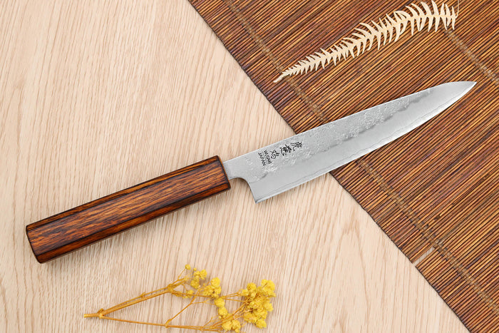 Couteau universel japonais artisanal Wusaki Yoshi G3 chêne 14cm