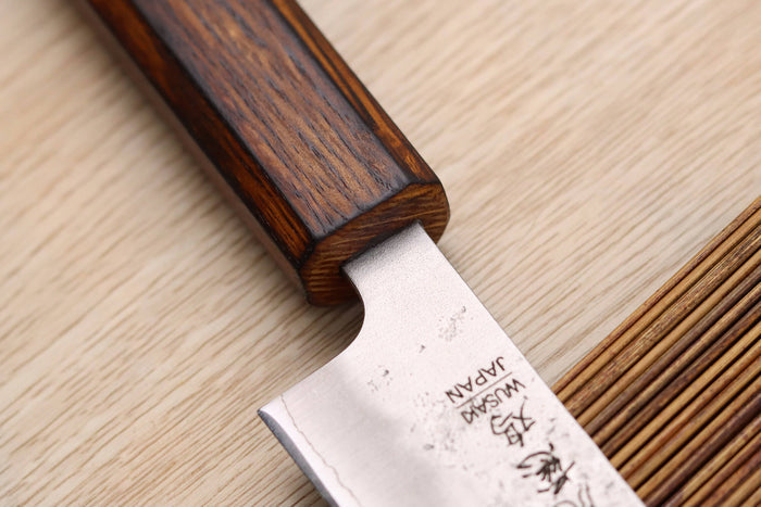 Couteau universel japonais artisanal Wusaki Yoshi G3 chêne 14cm